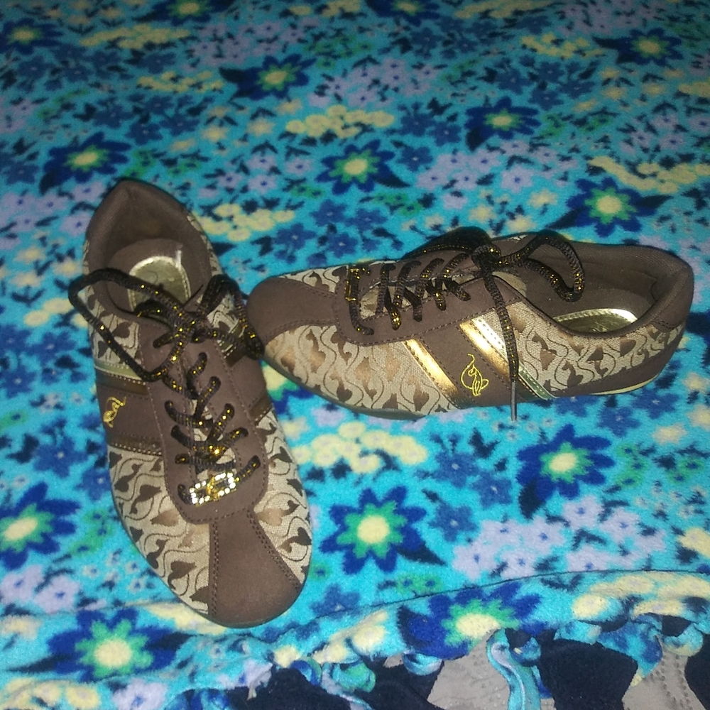 Baby Phat sneakers gold, tan and brown EUC 7.5
